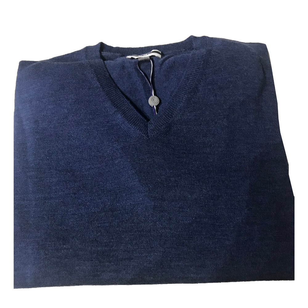 Blue V-Neck Merino Wool Sweater C3 Natural Performance