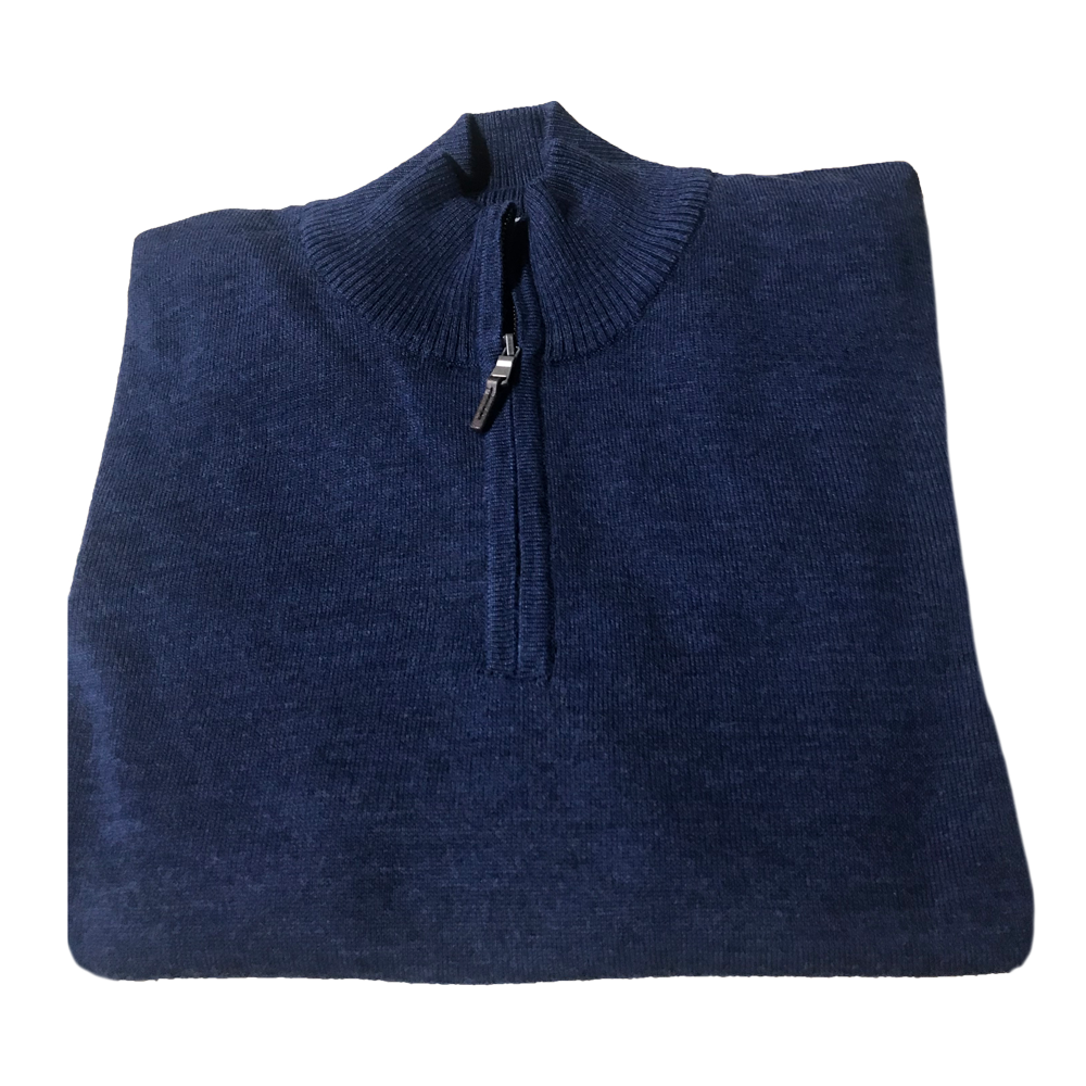 Blue 1/4 Zip Merino Wool Sweater C3 Natural Performance