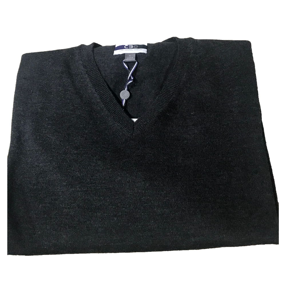 Charcoal V-Neck Merino Wool Sweater C3 Natural Performance