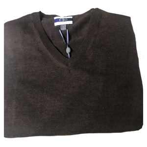 Taupe V-Neck Merino Wool Sweater C3 Natural Performance