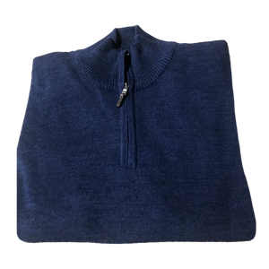 Blue 1/4 Zip Merino Wool Sweater C3 Natural Performance