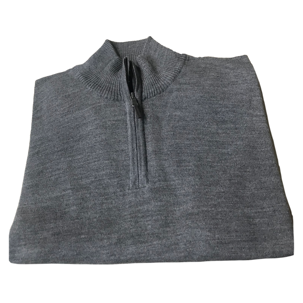 Light Grey 1/4 Zip Merino Wool Sweater C3 Natural Performance